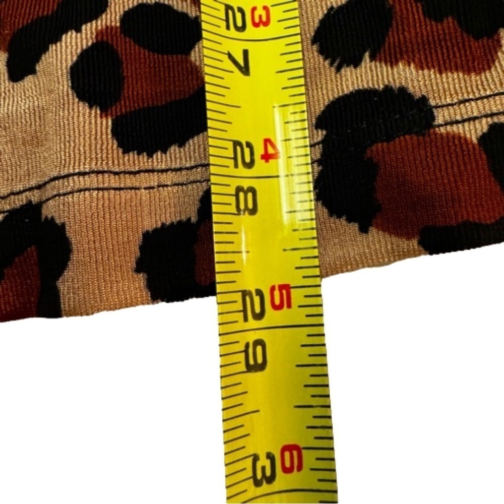 Slinky Brand Women's Size Small Brown Leopard Print Shirt Top Tee Cap Sleeve - Picture 9 of 12